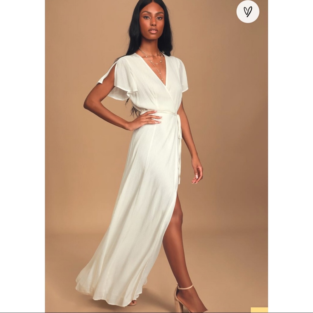 Lulu’s White Wrap Maxi Dress NWT